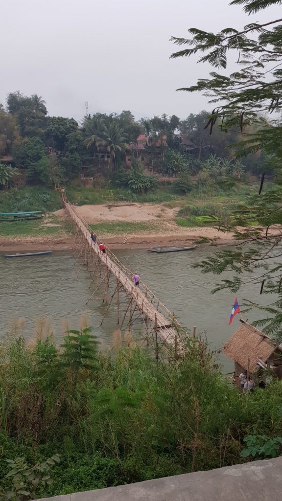 bamboo bridge luang prabang laos