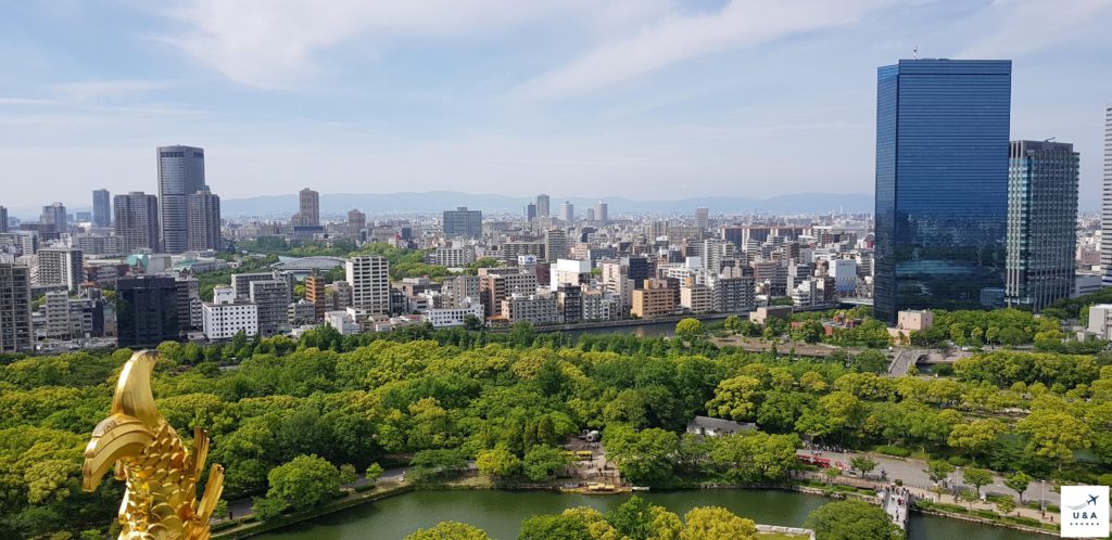 osaka castle aerial view