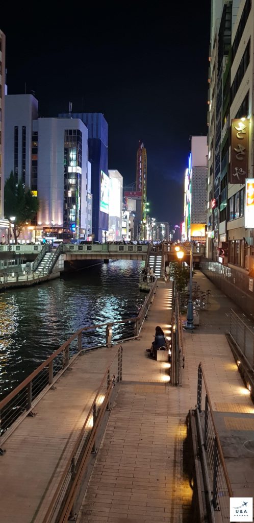 Osaka river view by night