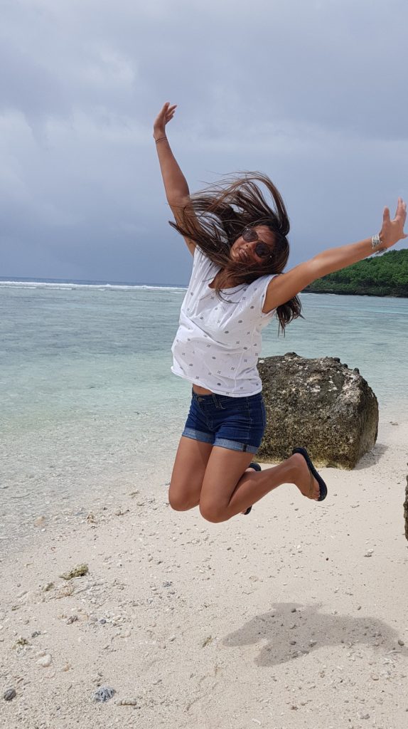 selfie jump at beach