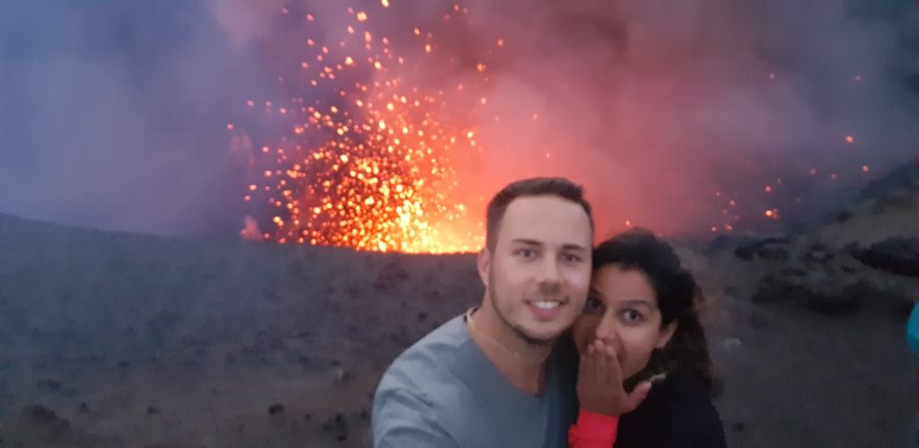 volcano selfie lava spreading tanna vanuatu