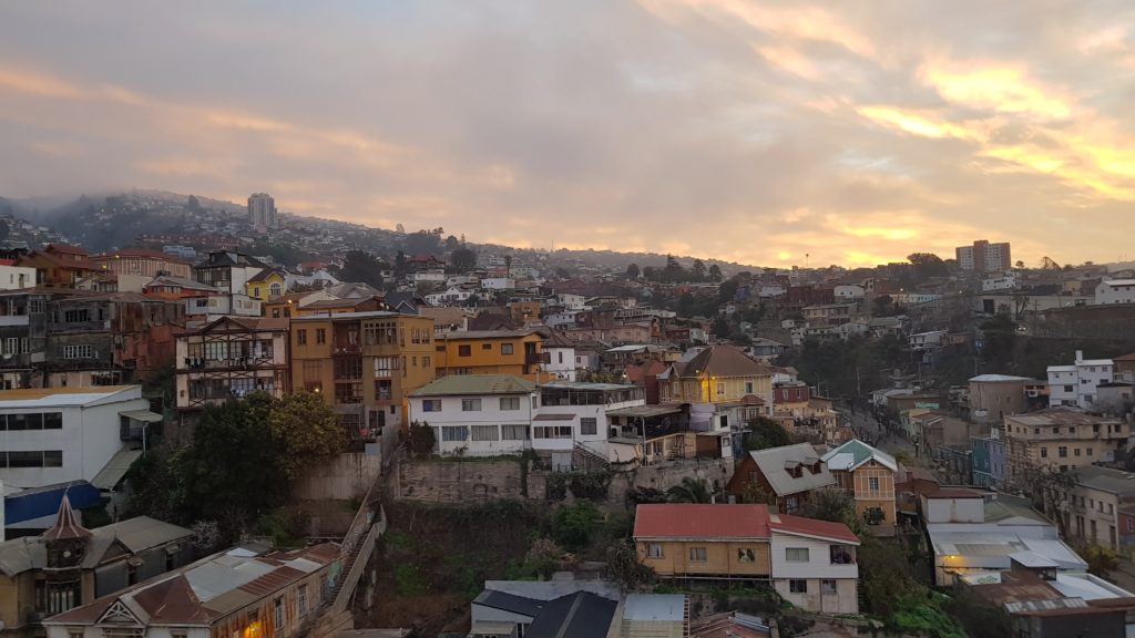 view, colorful, valparaiso, sunset, chile